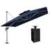 Arlmont & Co. Shalonte 132" Cantilever Umbrella w/ Crank Lift Counter Weights w/ Base in Ground, in Blue/Navy | 108 H x 132 W x 132 D in | Wayfair