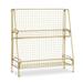 Everly Quinn Two Shelves Wall Storage Organizer Metal in Yellow | Wayfair 6E53D94B039546D4A04BA4BC69B90A12