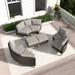 Latitude Run® 8-Piece Rattan Steel Wicker Outdoor Sectional w/ Ottomans w/ Cushions in Brown | Wayfair 95D161AE0023431E916E5A7A627E31AF