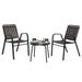 Ebern Designs Koushik Round 2 - Person 19.6" L Outdoor Bistro Set Glass/Metal in Black | 19.6 W x 19.6 D in | Wayfair