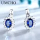 UMCHO Bunte Edelstein Blau Sapphire Clip Ohrringe Echt 925 Sterling Silber Ohrringe Für Frauen