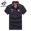 TACE & SHARK Casual Shark Flag ricamo Polo manica corta moda bianco blu scuro Camisa Polo Homme