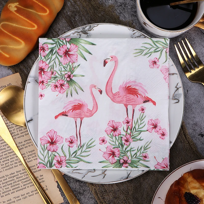 Ins Wind Flamingo farbige Papiers ervietten bedruckte Servietten Hotel Tischs ets Mund Stoff Hochzeit Papiers ervietten handgemachtes DIY Papier 20p Image