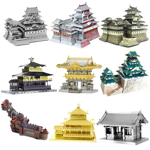 Mini 3D Metall Puzzle Japan berühmte historische Gebäude Kinkaku-Ji Himeji Schloss fünfstöckige