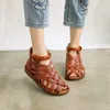 GKTINOO Frauen Sandalen 2024, Sommer Schuhe Aus Echtem Leder Bedeckte Zehe Weiche Casual Walking Zapatos Mujer Plataforma Große Größe 35-40