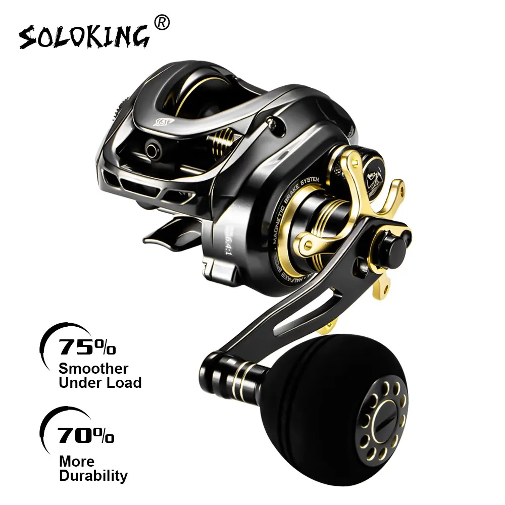 SOLOKING GKA300 Mulinello da baitcasting 9.5KG Trascina 10 Cuscinetto 6.4 Rapporto di trasmissione Trascina Clicker Maniglia singola di alimentazione Mulinello da pesca Baitcaster