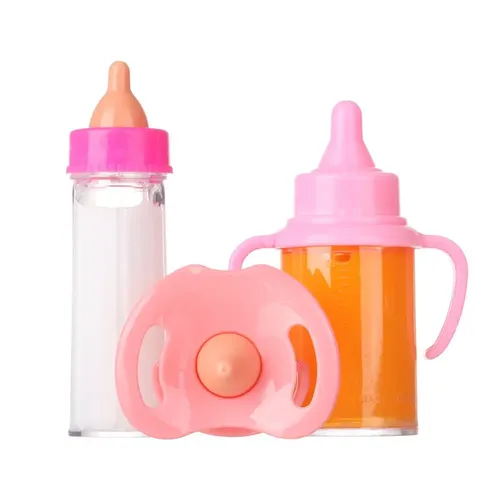 18 Zoll Puppe magische Milchsaft flaschen mit Schnuller Lätzchen passen neugeborene Puppen Plastik