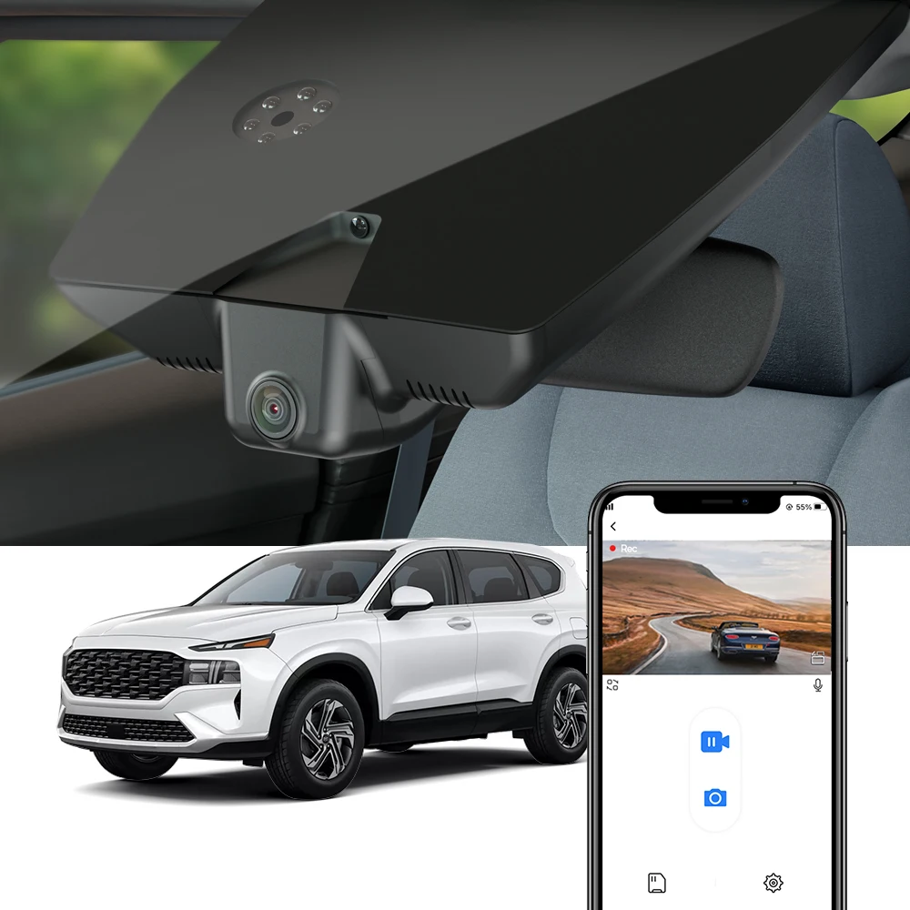 Fitcamx 4K-Dashcam für Hyundai Santa Fe 2019 2020 2021 2022 2023, OEM-Autokamera mit 2160P UHD und WiFi-Steuerung Image
