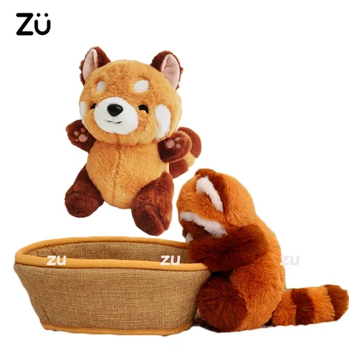Zu niedlichen roten Panda Stofftier weichen Plüschtieren Spielzeug kawaii Baby Waschbär mit Bett