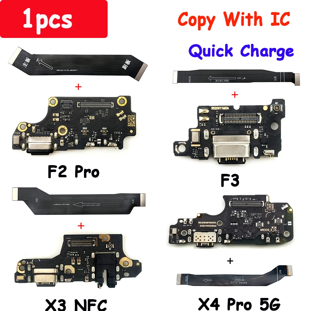 USB-Schnell ladegerät Haupt-Motherboard-Flex kabel für Xiaomi Poco F2 Pro F1 F3 X3 Pro Dock-Anschluss platine mit Mikrofon Image