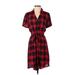 Tylho Casual Dress - Shirtdress Collared Short sleeves: Red Print Dresses - Women's Size Small