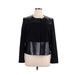 Nine West Faux Leather Jacket: Short Black Print Jackets & Outerwear - Women's Size 14