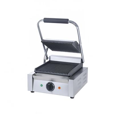 MoTak PGSG9 Single Commercial Panini Press w/ Cast Iron Grooved Plates, 120v, Stainless Steel, Grooved Cast Iron Plates
