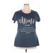 Instant Message Short Sleeve T-Shirt: Blue Print Tops - Women's Size 2X-Large