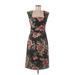 Donna Ricco Casual Dress - Sheath Square Sleeveless: Black Floral Dresses - Women's Size 8