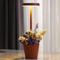 lampe de table sans fil avec conception de panier de fleurs 3 niveaux de luminosité, lampe de table à gradation continue, lampe de bureau LED alimentée par batterie rechargeable pour restaurant/maison/terrasse