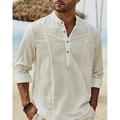 Homme Chemise Chemise Lin Chemise Col Cubain Chemise boutonnée Chemisette Chemise d'été Chemise de plage Noir Blanche Jaune manche longue Plein Col Printemps été Casual du quotidien Vêtement Tenue