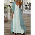 Femme Ensemble Robe Deux Pièces Robe casual Robe imprimée Extérieur Vacances Mode Décontractées Imprimer robe longue Col V Manches 3/4 Floral Ample Jaune clair Vert Claire Bleu Eté Printemps S M L XL