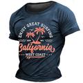 profiter du super surf cocotier vintage hommes impression 3d t-shirt t-shirt sport en plein air vacances sortir t-shirt bleu marine vert armée gris foncé manches courtes col rond chemise printemps