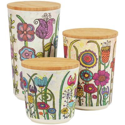3-er Set Vorratsdose Garden mit exklusivem Design und luftdichtem Bambus-Deckel 2,15 Liter, by Image