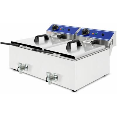 Vertes - Friteuse Fritteuse Fritöse Edelstahl 2x 10L (6000W, 230V, Kaltzonenprinzip, Temperatur