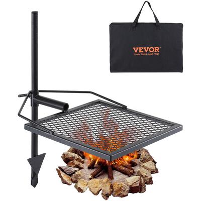 Drehspieß Schwenkgrill Stahl 405 x 405 mm, Holzkohlegrill Tragbarer Grillrost Grillgestell 6 kg