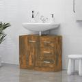 Mobile Bagno Lavabo, Mobile base lavabo, Armadietto da Terra Mobiletto Rovere Fumo 63x30x54 cm in