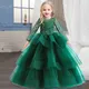 Robe de princesse longue en voile pailmétrage pour filles manches longues jupe tutu fleur