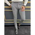 Men's Trousers Chinos Chino Pants Plaid Dress Pants Pocket Plaid Comfort Breathable Business Daily Fashion Smart Casual Light Grey Gray