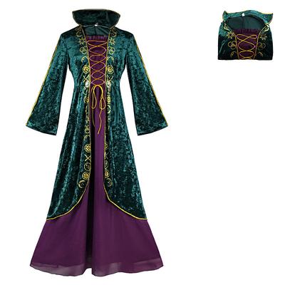 Hocus Pocus Witch Winifred Dress Cloak Masquerade Women's Movie Cosplay Cosplay Costume Party Masquerade