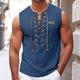 Men's Tank Top Vest Top Undershirt Sleeveless Shirt Plain American Flag Pit Strip V Neck Outdoor Going out Sleeveless Lace up Clothing Apparel Fashion Designer Muscle