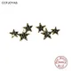 CCFJOYAS – boucles d'oreilles en argent Sterling 925 plaqué or 14k en Zircon noir étoile simples