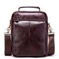 Men's Crossbody Bag Shoulder Bag Messenger Bag Nappa Leather Cowhide Daily Zipper Solid Color Light Brown Dark Brown Brown