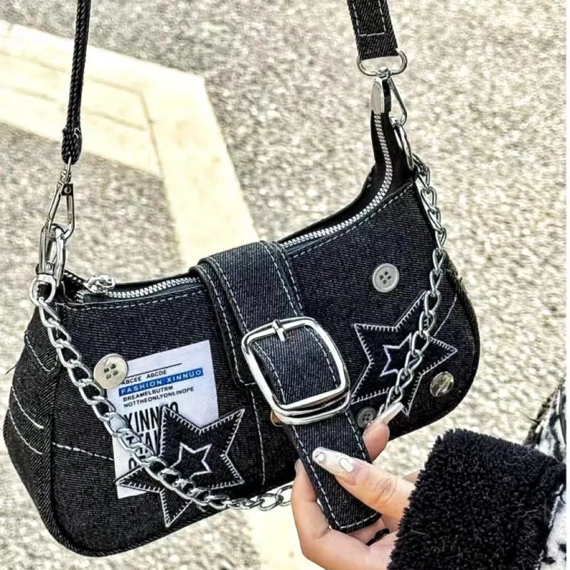 Sacs à main en toile à motif d'étoiles pour femmes, sacs sous les bras pour filles cool, petits sacs initiés, sacs à main JOTote, mode vintage, Y2K