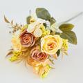 Simulated Flower 6 Forks Smoke And Rain Rose Home Decoration Artificial Flower Rose Silk Flower European Style Color Scheme Hotel Dining Table Flower Arrangement