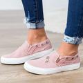 Women's Slip-Ons Canvas Shoes Pink Shoes Comfort Shoes Plus Size Daily Zipper Flat Heel Round Toe Casual Minimalism Canvas Loafer Solid Color Black Pink Blue