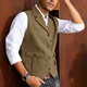 Gilet en tweed de laine trempé pour hommes coupe couvertes gilet d'affaires pour mariage