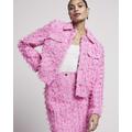 Pink Textured Crop Trophy Jacket - Pink - River Island Jackets