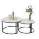 Table Basse Gigogne Ronde 70/57 Lot de 2 Tables Gigognes de Salon avec Effet Marbre - Blanc