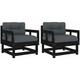 Chaises de jardin et coussins lot de 2 noir bois de pin massif