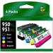 950XL 951XL Combo Compatible for HP 950 XL 951 XL Ink Cartridge Replacement for HP OfficeJet Pro 8600 8610 8620 8100 8630 8660 8640 8615 76DW 251DW (4-Pack 1 Black 1 Cyan 1 Magenta 1 Yellow)