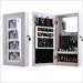 Mirrored Jewelry Cabinet Armoire White Makeup Organizer Wall Mount Storage Box