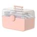 Desktop Makeup Box Transparent Plastic Dustproof High Capacity Handheld Portable Storage Box Extra L Pink