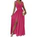 Womens 2023 Formal Dresses Wrap V-Neck Ruched Sexy Bridesmaid Wedding Guest Maxi Dresses