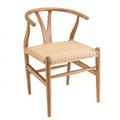 Chaise en bois de mahogany, dossier arrondi et assise en rotin