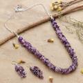 Spiritual Fragments,'Classic Amethyst Beaded Necklace and Earrings Jewelry Set'