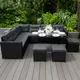 MonsterShop Black Rattan Corner Furniture Set Premium 9 Seater Dining Cushions Sofa Seat Table Stools Free Cover
