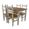 Core Products Corona Rectangular Dining Table & 4 Chair Set, Grey Waxed Pine