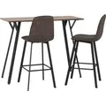 Seconique Quebec Bar Table Set Oak Effect And Black With 2 Brown Faux Leather Bar Stools