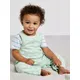 Mini Cuddles Baby Stripe T-Shirt & Textured Jacquard Dungarees Set, Green/Multi